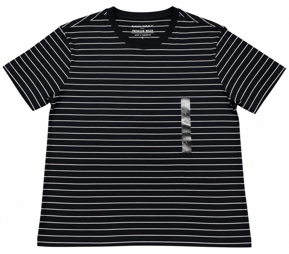 BANANA REPUBLIC MEN’S XL PREMIUM WASH NAVY STRIPED T-SHIRT NWT REPREVE